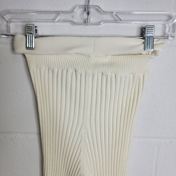 Andreadamo Ivory Ribbed Knit Flare Cutout Pants Womens XS NEW Made in Italy - Picture 4 of 10